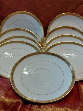 Lot of 9 Minton  Winchester Gold Encrusted Saucers  K 132 Pattern